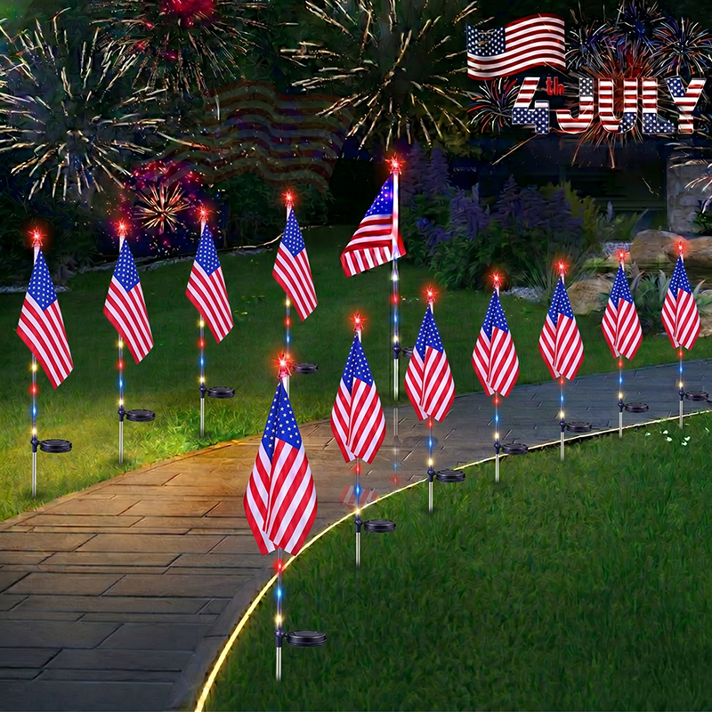 🇺🇸🎆Avaleric® 4th of July Outdoor American Flag Solar Lights🇺🇸