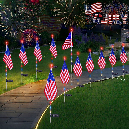 🇺🇸🎆Avaleric® 4th of July Outdoor American Flag Solar Lights🇺🇸
