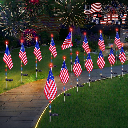 🇺🇸🎆Avaleric® 4th of July Outdoor American Flag Solar Lights🇺🇸