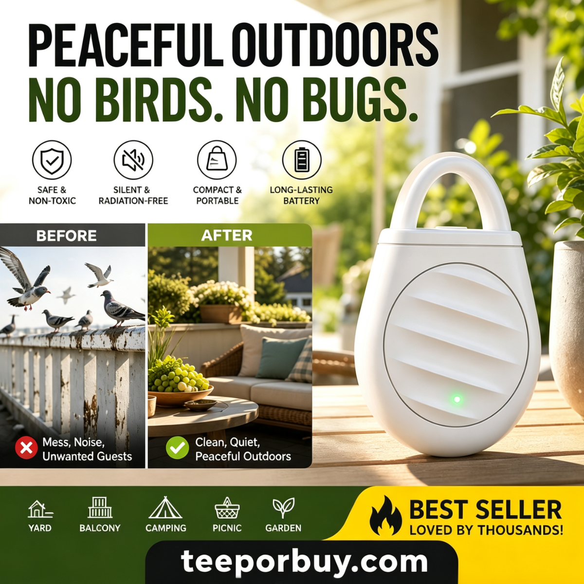 Avaleric® Portable Ultrasonic Bird Repellent Keychain