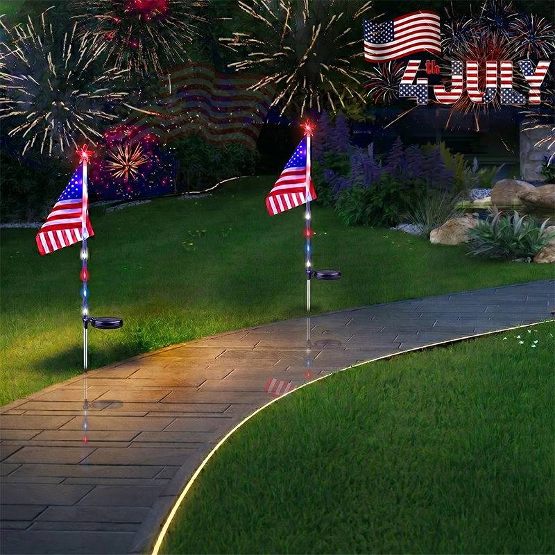 🇺🇸🎆Avaleric® 4th of July Outdoor American Flag Solar Lights🇺🇸