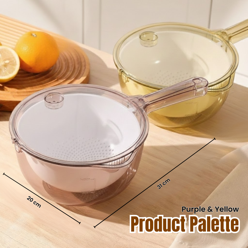 Avaleric® 360° Rotating Drain Rinse Fruit Basket & Detachable Fruit Tray