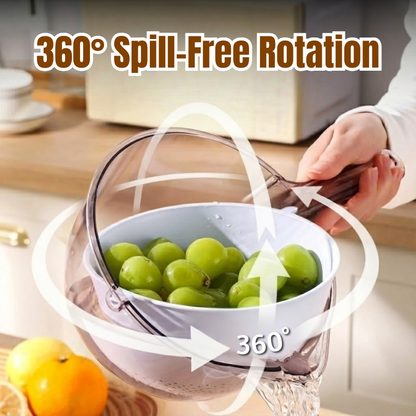 Avaleric® 360° Rotating Drain Rinse Fruit Basket & Detachable Fruit Tray
