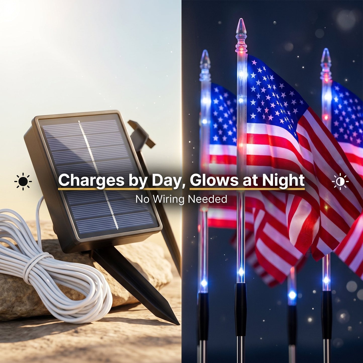 🇺🇸🎆Avaleric® 4th of July Outdoor American Flag Solar Lights🇺🇸