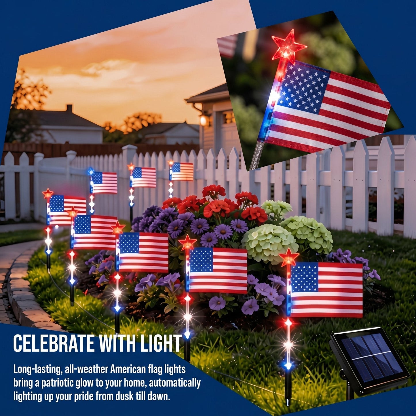 🇺🇸🎆Avaleric® 4th of July Outdoor American Flag Solar Lights🇺🇸