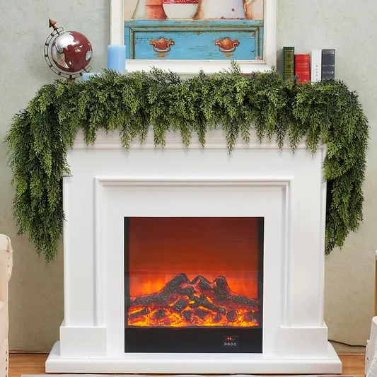 🎄 Avaleric® Artificial Cedar Garland 🇺🇸 Green Pine Garland for Table, Mantel, Wall – Perfect for Indoor & Outdoor Christmas Decorations