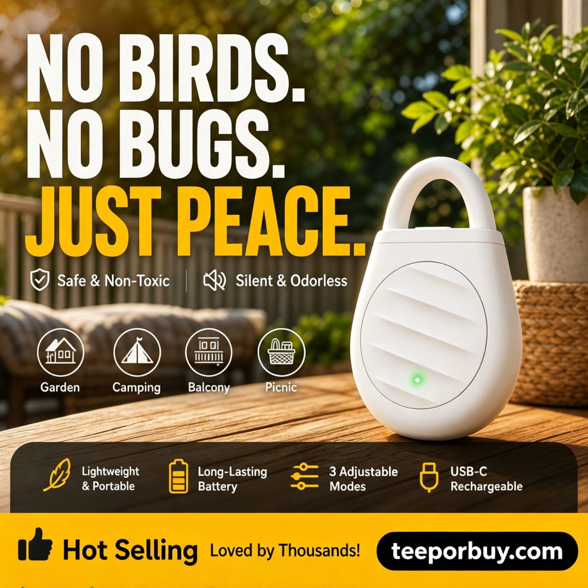 Avaleric® Portable Ultrasonic Bird Repellent Keychain