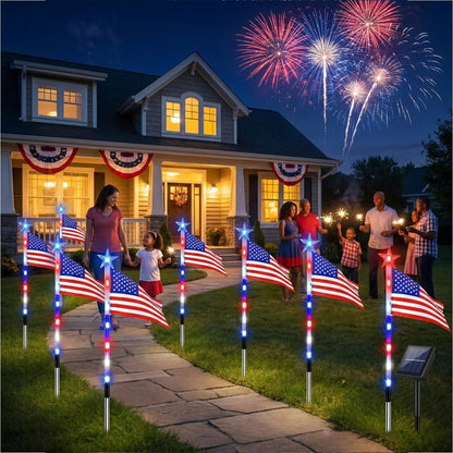 🇺🇸🎆Avaleric® 4th of July Outdoor American Flag Solar Lights🇺🇸
