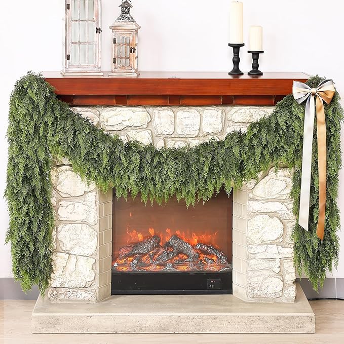 🎄 Avaleric® Artificial Cedar Garland 🇺🇸 Green Pine Garland for Table, Mantel, Wall – Perfect for Indoor & Outdoor Christmas Decorations