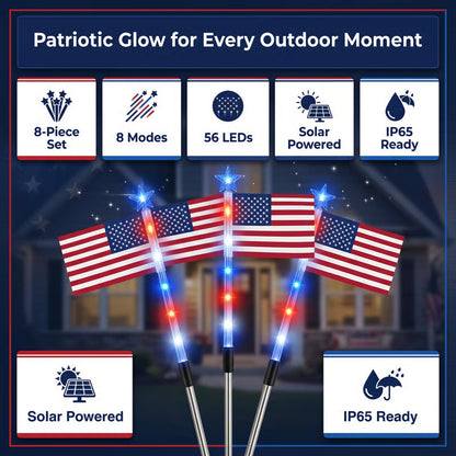 🇺🇸🎆Avaleric® 4th of July Outdoor American Flag Solar Lights🇺🇸