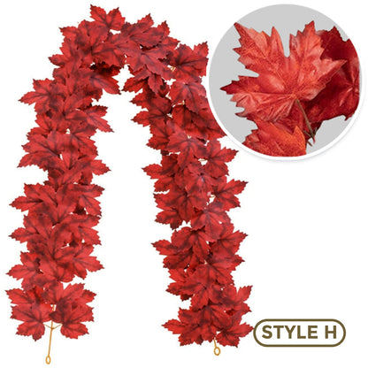 🍁 Avaleric® Artificial Thanksgiving Maple Garland 🇺🇸 Perfect Indoor & Outdoor Thanksgiving Decorations 🍁 Maple Garland for Table, Mantel, Wall
