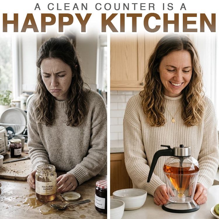 Avaleric® No-Drip Glass Honey Dispenser with Plastic Stand 🍯