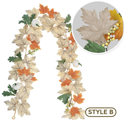 🍁 Avaleric® Artificial Thanksgiving Maple Garland 🇺🇸 Perfect Indoor & Outdoor Thanksgiving Decorations 🍁 Maple Garland for Table, Mantel, Wall