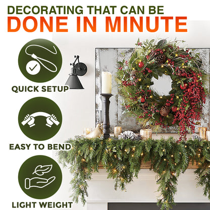 🎄 Avaleric® Artificial Cedar Garland 🇺🇸 Green Pine Garland for Table, Mantel, Wall – Perfect for Indoor & Outdoor Christmas Decorations