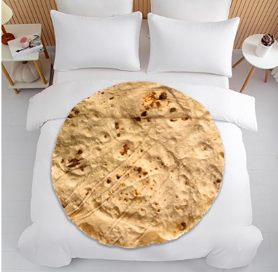 Avaleric® Tortilla Double Sided Print Round Fleece Flannel Linen Pool Beach Picnic Blanket Plush Soft Throw for Pets Baby Blanket Bedspread Sofa Couch Chair