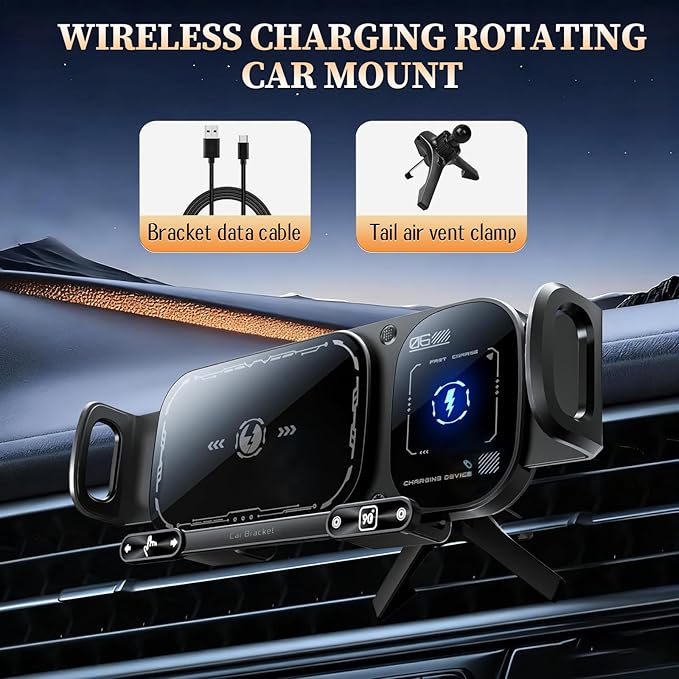 Avaleric® Wireless Charging Rotating Car Mount