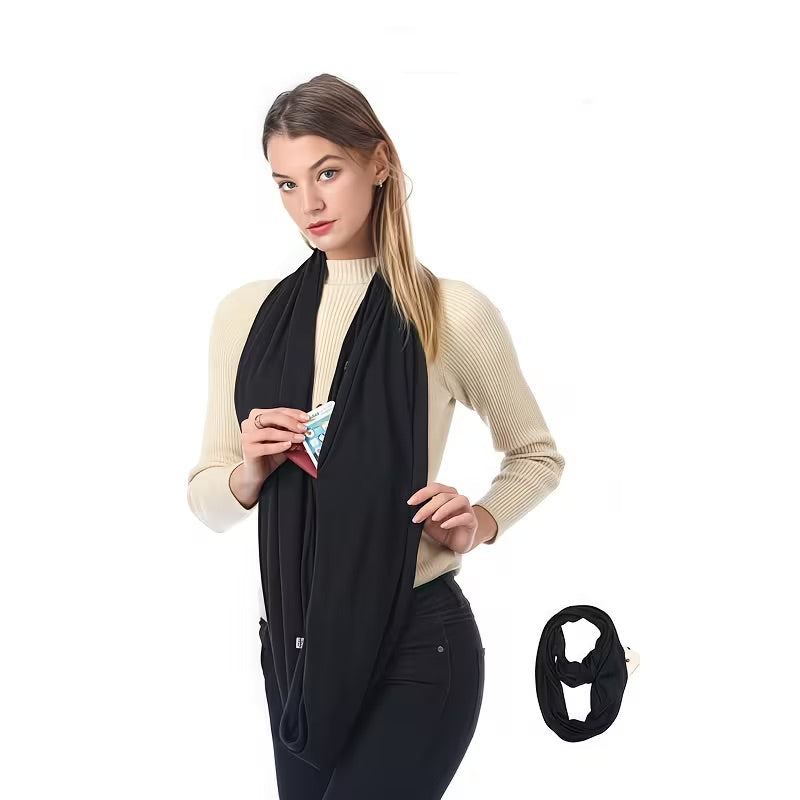Avaleric® Infinity Scarf with Zipper Pocket