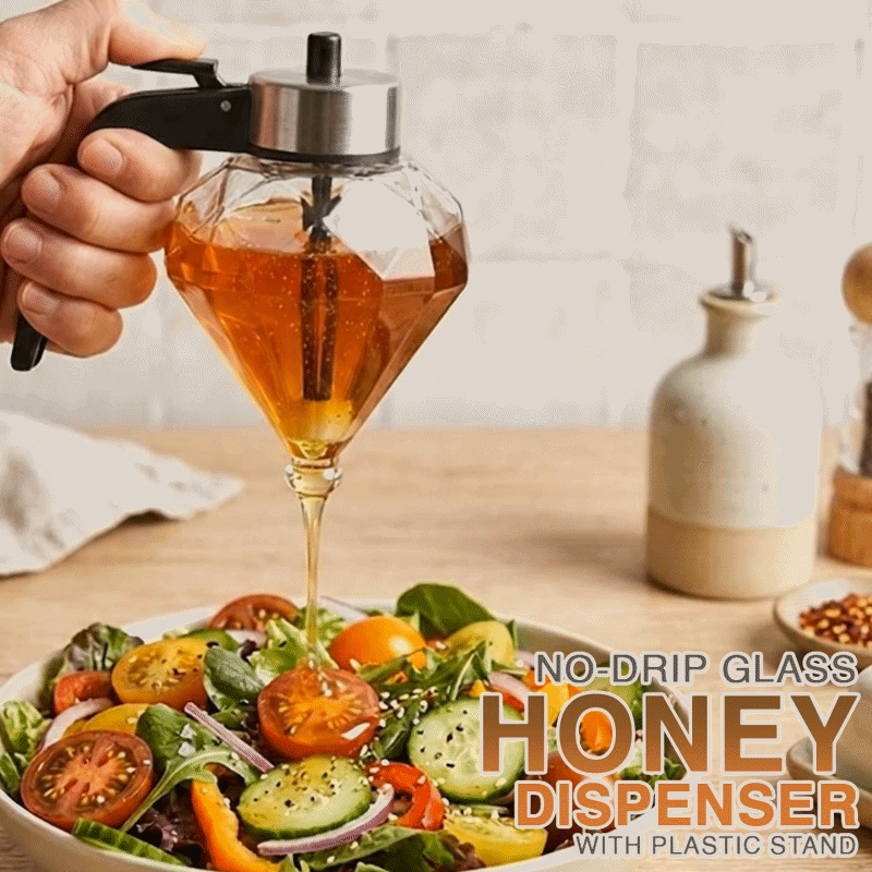 Avaleric® No-Drip Glass Honey Dispenser with Plastic Stand 🍯