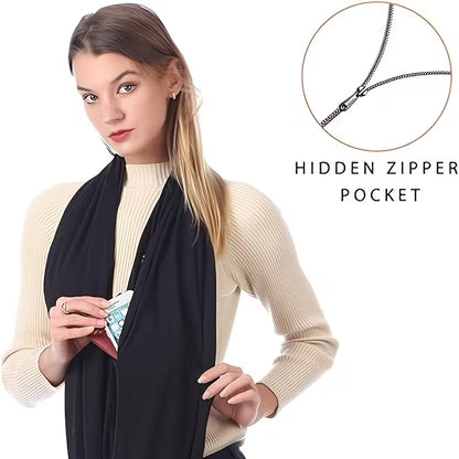 Avaleric® Infinity Scarf with Zipper Pocket