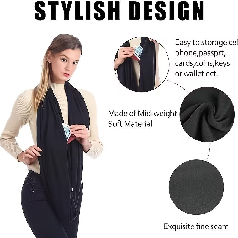 Avaleric® Infinity Scarf with Zipper Pocket
