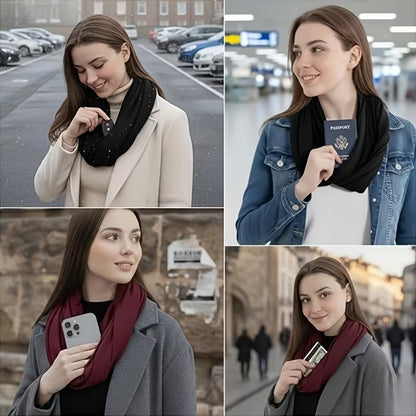 Avaleric® Infinity Scarf with Zipper Pocket