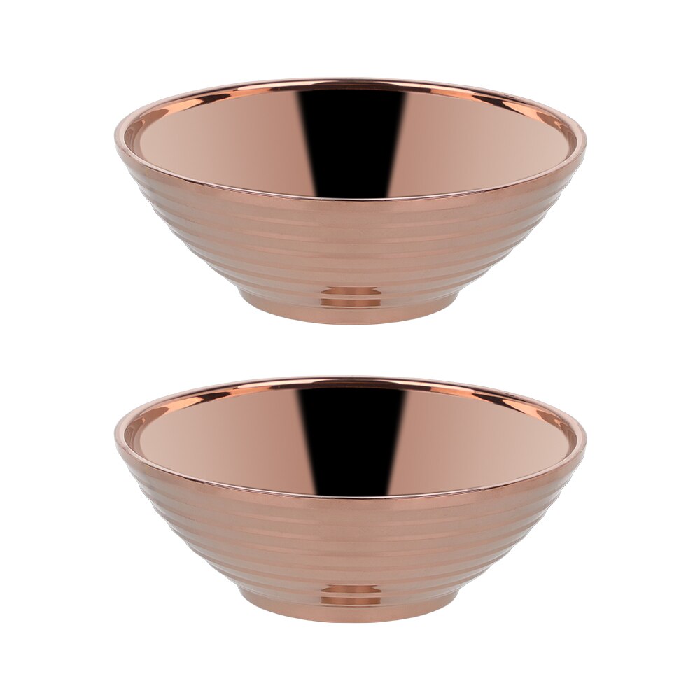 Avaleric® Stainless Steel Rainbow Silver Gold Double Layer Dinner Cereal Bowls Plates for Kitchen