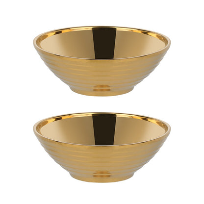 Avaleric® Stainless Steel Rainbow Silver Gold Double Layer Dinner Cereal Bowls Plates for Kitchen