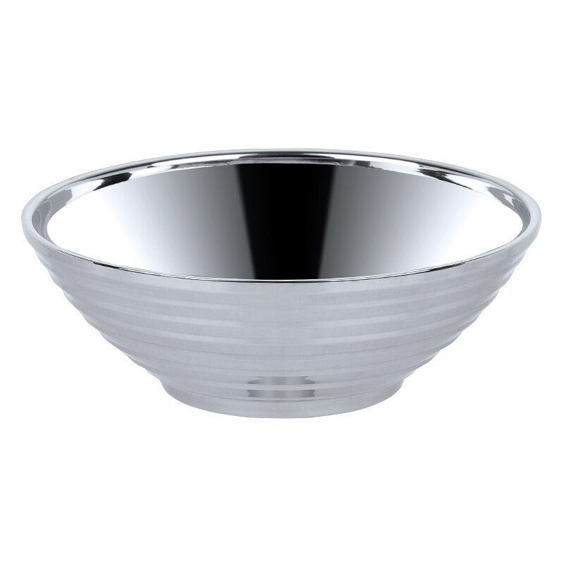 Avaleric® Stainless Steel Rainbow Silver Gold Double Layer Dinner Cereal Bowls Plates for Kitchen