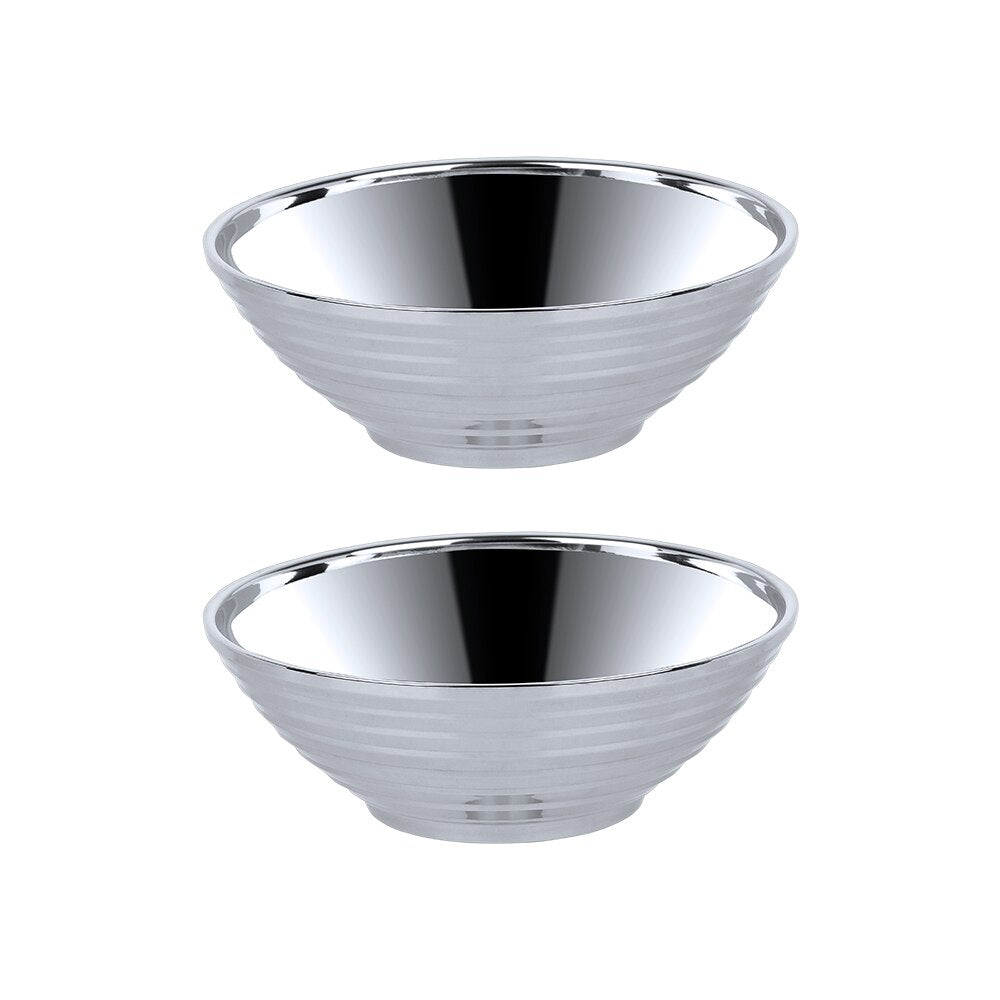 Avaleric® Stainless Steel Rainbow Silver Gold Double Layer Dinner Cereal Bowls Plates for Kitchen