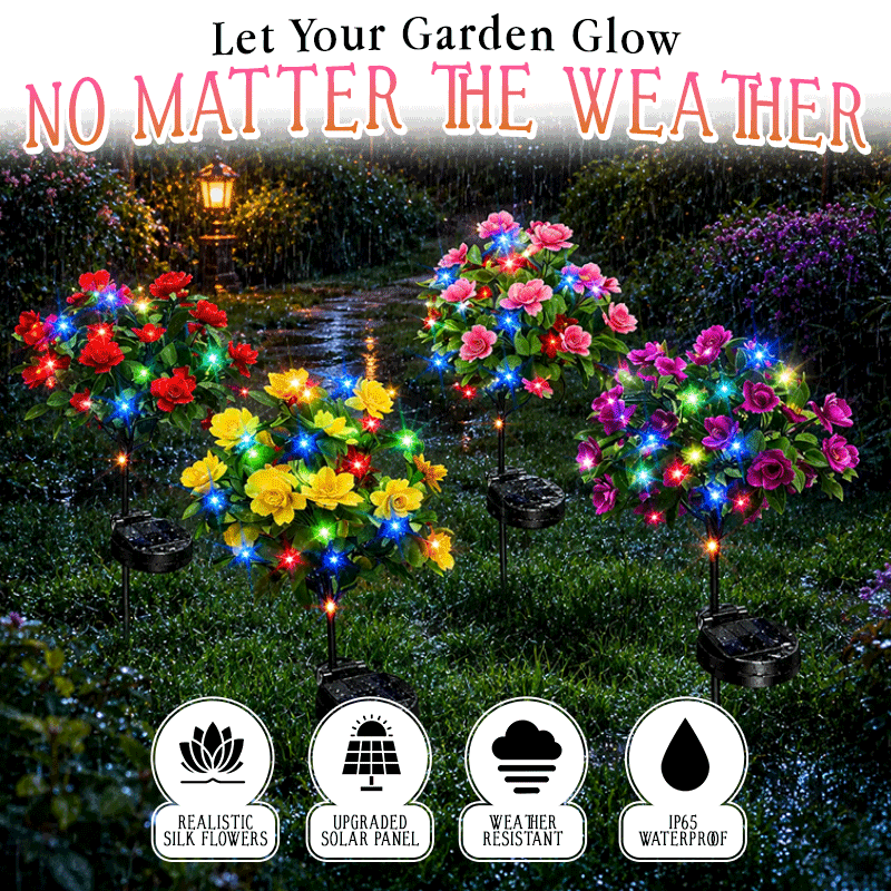 Avaleric® Solar Azalea Flower Lights🌺IP65 Waterproof🪦for Grave Garden Decor Memorial Cemetery Lights