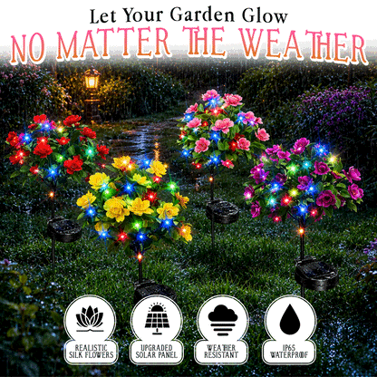 Avaleric® Solar Azalea Flower Lights🌺IP65 Waterproof🪦for Grave Garden Decor Memorial Cemetery Lights