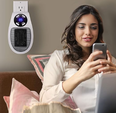 Avaleric® Remote Portable Wall Compact Outlet Electric Plug in Space Heater with Adjustable Thermostat Timer and Led Display for Small Spaces Heater