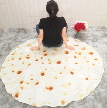 Avaleric® Tortilla Double Sided Print Round Fleece Flannel Linen Pool Beach Picnic Blanket Plush Soft Throw for Pets Baby Blanket Bedspread Sofa Couch Chair
