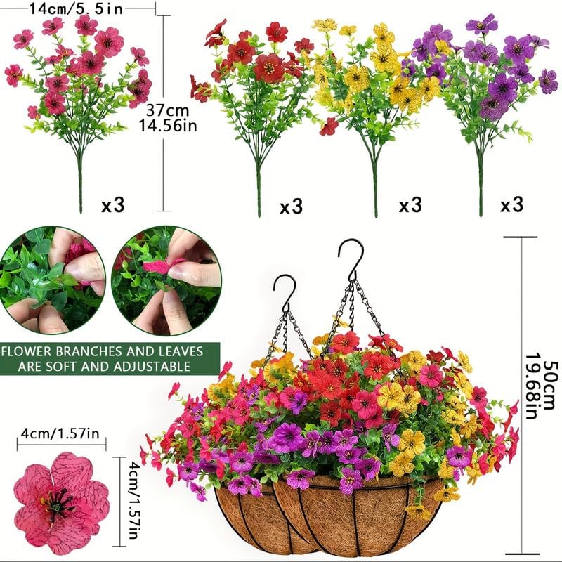 Avaleric® Artificial Hanging Flower Basket