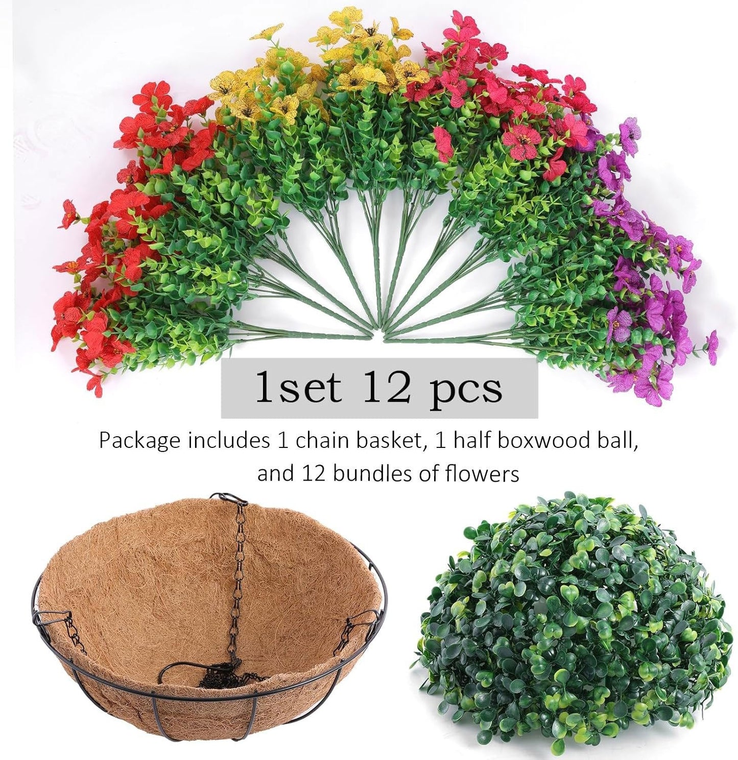 Avaleric® Artificial Hanging Flower Basket