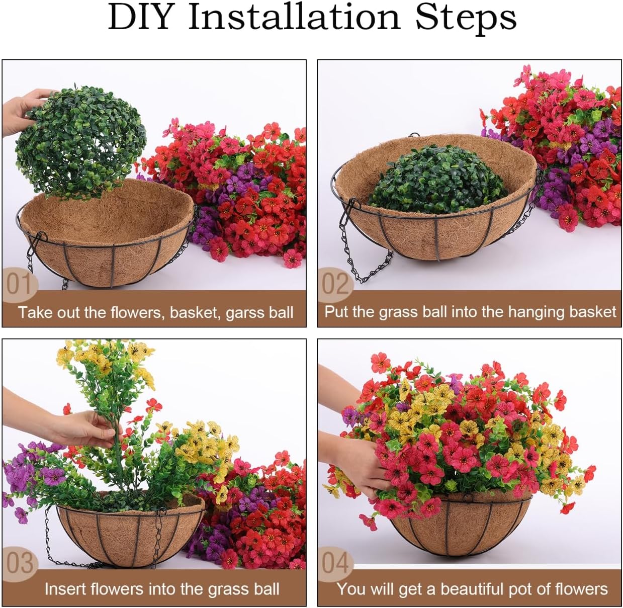 Avaleric® Artificial Hanging Flower Basket