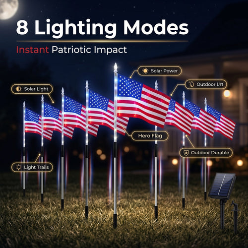 🇺🇸🎆Avaleric® 4th of July Outdoor American Flag Solar Lights🇺🇸