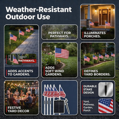 🇺🇸🎆Avaleric® 4th of July Outdoor American Flag Solar Lights🇺🇸