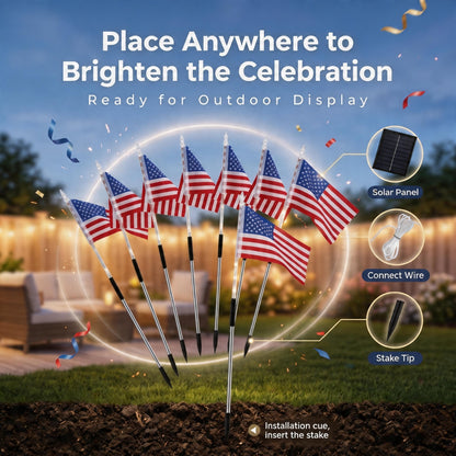 🇺🇸🎆Avaleric® 4th of July Outdoor American Flag Solar Lights🇺🇸