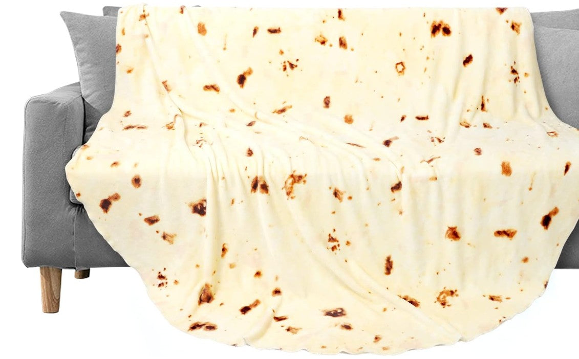 Avaleric® Tortilla Double Sided Print Round Fleece Flannel Linen Pool Beach Picnic Blanket Plush Soft Throw for Pets Baby Blanket Bedspread Sofa Couch Chair